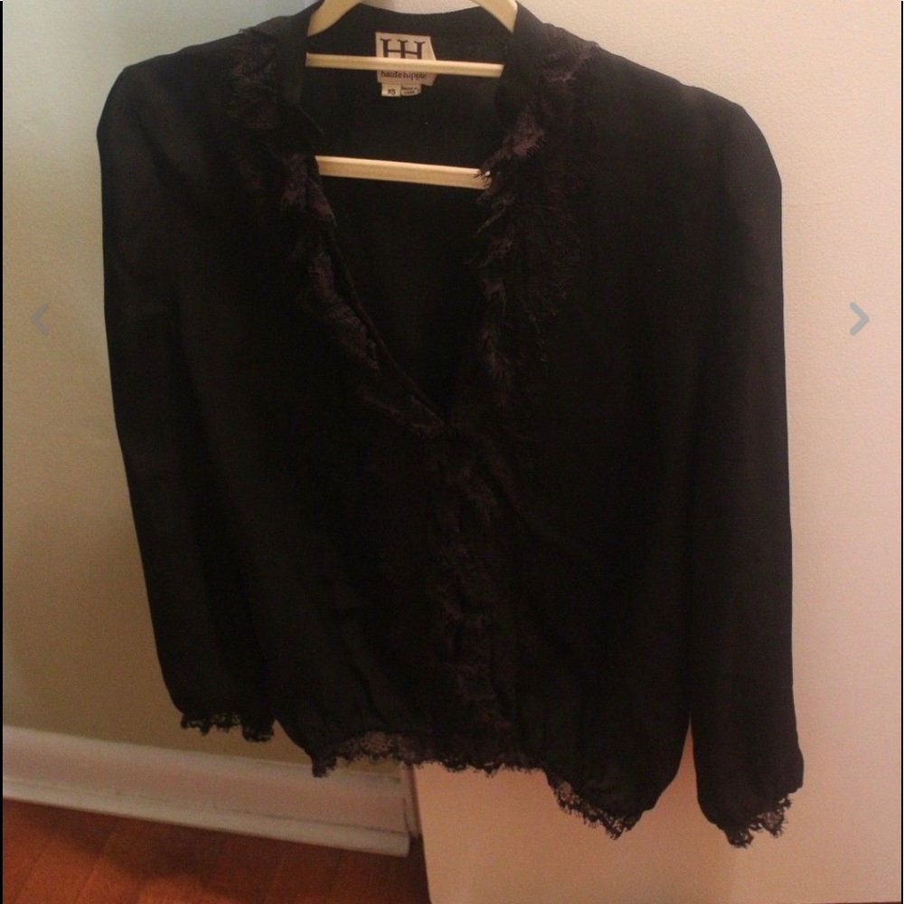 Haute Hippie blouse black long sleeve